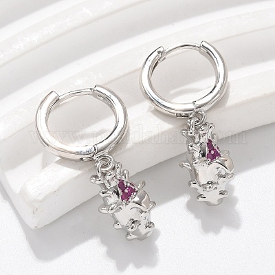 Латунные кубических серьги циркония обруч EJEW-Q015-01P-A-1