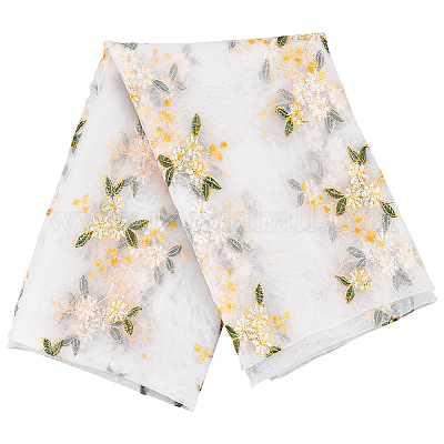 Нейлоновая ткань с цветочным узором и кружевной отделкой AJEW-WH0314-174-1