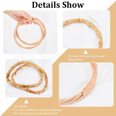4 шт. 2-х стильная ручка для сумки из бамбука и ротанга DIY-AR0002-80-1