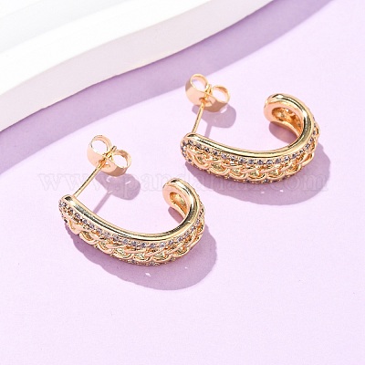 Серьги-гвоздики из циркония EJEW-B153-15G-1