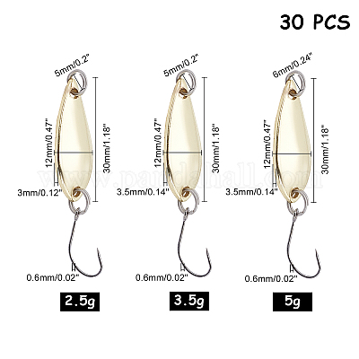 Wholesale SUPERFINDINGS 30Pcs 3Sizes Teardrop Stainless Steel Fishing Gear Fishing  Lures Hooks Sinking Metal Spoons Micro Jigging Bait with Treble Hook for  Trout Pike Bass Walleye Fishing Supplies 