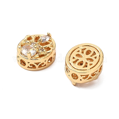 Латунные микро проложить кубического циркония бусы KK-A259-08G-1