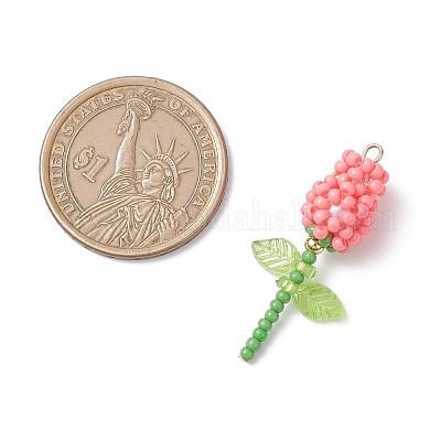 Подвески-розы из стеклянных бус PALLOY-MZ00959-04-1