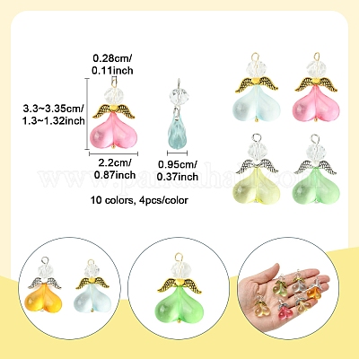 40шт подвески из акрилового стекла 10 цветов PALLOY-FS00018-1