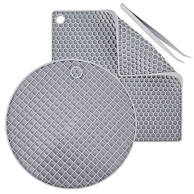 Silicone Table Mat Heat Resistant Round Honeycomb Trivet Table Pad