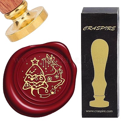 Латунные восковые печати с деревянной ручкой AJEW-WH0412-0091-1