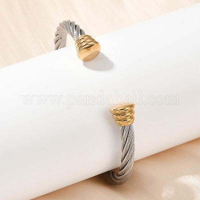 Браслеты-манжеты из нержавеющей стали 304 BJEW-M136-01C-PG-1