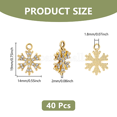 40 шт. рождественские подвески из сплава с уф-покрытием и кристаллами со стразами ALRI-DC0001-08-1