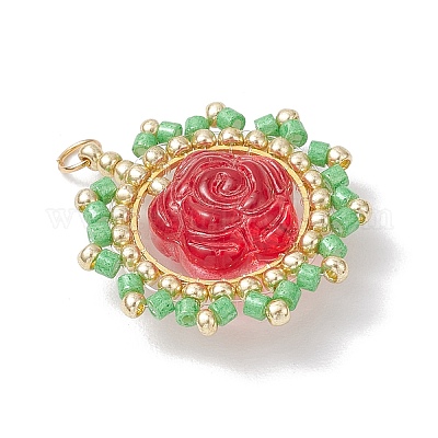 Подвески-цветы из стеклянных бусинок PALLOY-MZ00859-01-1