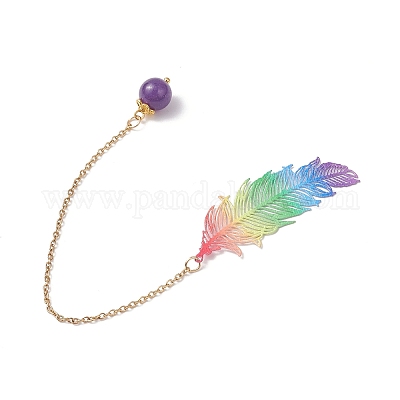 3 шт. закладок из нержавеющей стали с перьями и сплавом AJEW-JK00402-1