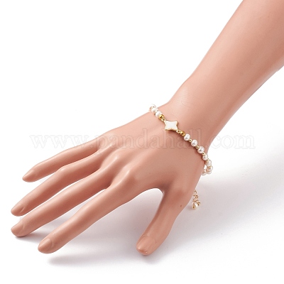 Браслеты из натуральных белых ракушек со звездами BJEW-JB05780-02-1