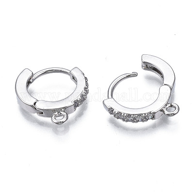 Латунные серьги-кольца из микро-паве с фианитами X-KK-T063-012P-NF-1