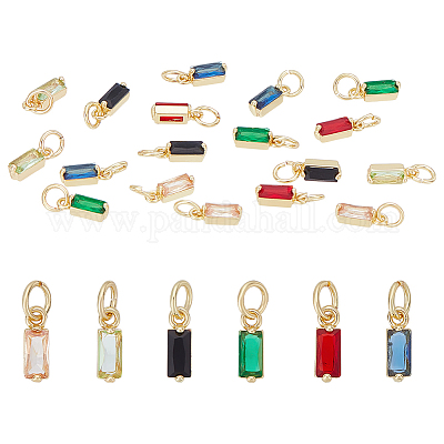 24 шт. 6-х цветные латунные подвески с кубическими цирконами KK-UN0005-11-1
