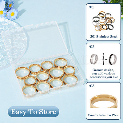 12 шт. 6 размера 201 нержавеющая сталь рифленые кольца для пальцев RJEW-TA0001-05G-1