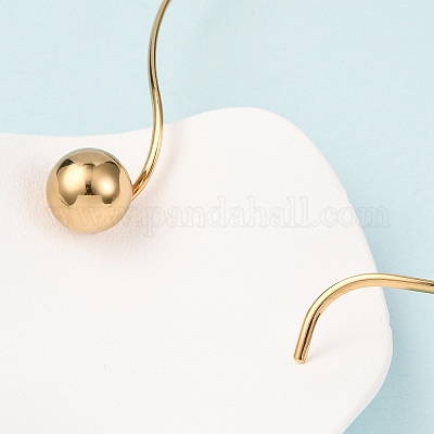 201 жесткое колье-чокер с подвеской в виде шара из нержавеющей стали для женщин NJEW-Z098-05G-1