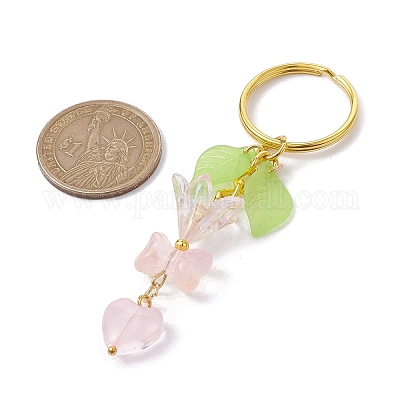 Стеклянные подвески с бантом и сердечком KEYC-JKC00691-03-1