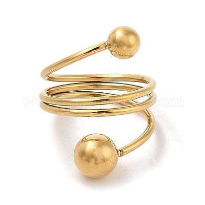 Ионное покрытие (ip) 304 нержавеющая сталь спиральные манжеты кольца для женщин RJEW-G315-08B-G-1