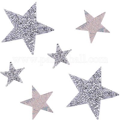 20 Pcs 5 Colors Rhinestone Star Stickers 2 Sizes Crystal Glitter Rhinestone  Stickers Iron on Stickers Sew On Patches Bling Star Patches Costume