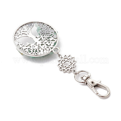 Бусины из натурального зеленого авантюрина и сплава с подвеской в виде дерева жизни HJEW-JM03128-04-1