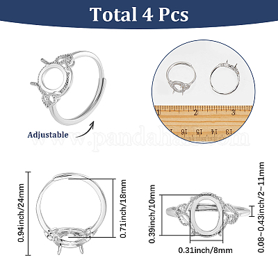 4 шт. регулируемые латунные кольцевые компоненты&nbsp;KK-SC0007-02A-1