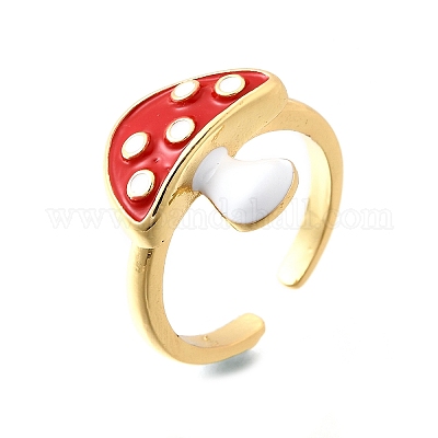 Латунные эмалевые манжеты открытые кольца для женщин RJEW-F184-10A-G-1