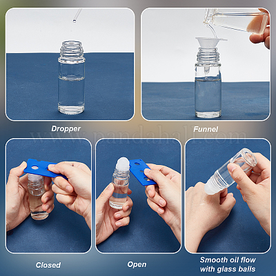 Прозрачные стеклянные бутылки с роликовым шариком AJEW-BC0007-34-1