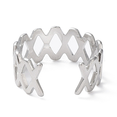 Кольца-манжеты из нержавеющей стали 304 с полым ромбом RJEW-D006-03P-1