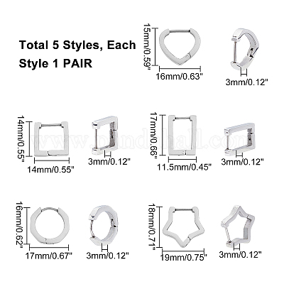 Серьги-кольца Huggie Hoop из нержавеющей стали 304 EJEW-UN0001-36P-1