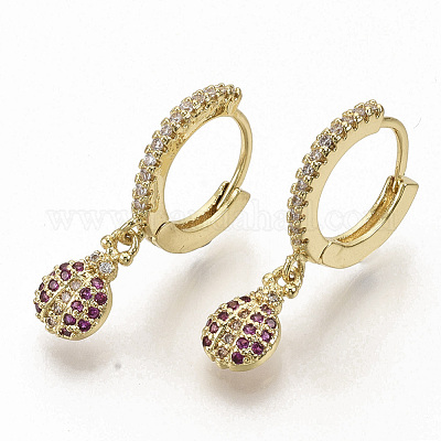 Серьги-кольца из латунного микро-паве с фианитами EJEW-S208-066-1