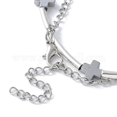 Браслеты из латунных трубчатых бусин для женщин BJEW-JB11589-02-1