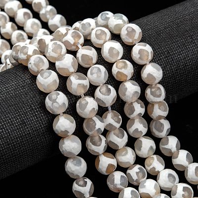 Бусины дзи с узором на спине в тибетском стиле G-G036-10mm-6-1