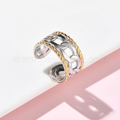 Открытые кольца манжеты из нержавеющей стали 304 RJEW-Z121-02GP-02-1