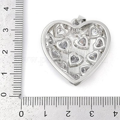 Подвески из латуни с покрытием в форме сердца и микропаве из прозрачного кубического циркония KK-P287-37P-1