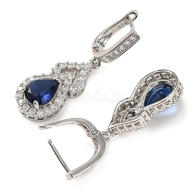 Серьги-кольца из латуни с микропаве и кубическим цирконием в форме тыквы EJEW-I304-13P-03-1