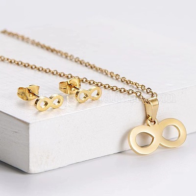 201 комплект из ожерелья с подвеской и серег-гвоздиков из нержавеющей стали&nbsp;FS-WGB816B-12-1