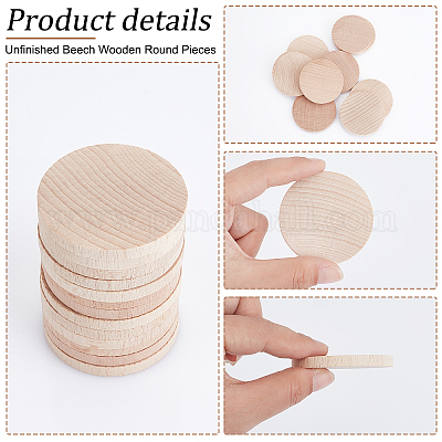 Wood Discs for Crafts, Blank Tokens, or Wooden Coins, 2 inch, 1/16 inch Thick, Pack of 50 Unfinished Wood Circles, by Woodpeckers
