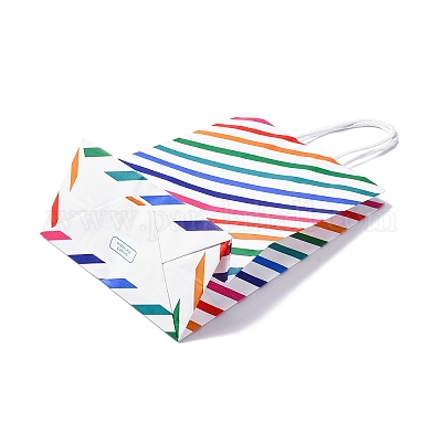 Полосатая бумажная упаковка сумки-шопперы CARB-R001-01B-1