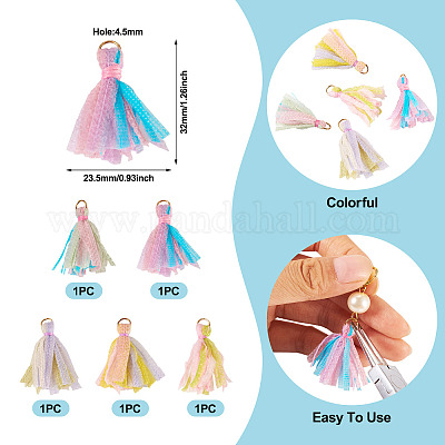5шт 5 цвета подвески из полиэстера с кисточками&nbsp;FIND-TA0005-34-1