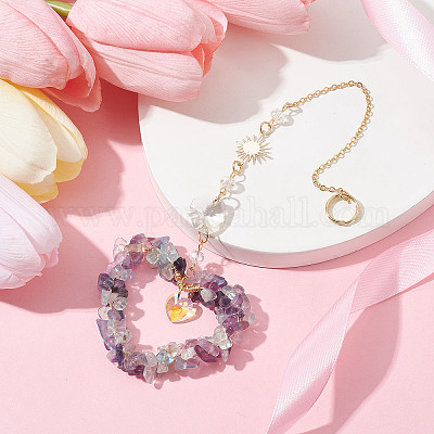 Подвеска в виде сердца из натурального флюорита drcorations HJEW-JM01651-04-1