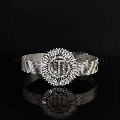 Латунные браслеты с микропаве из прозрачных кубических цирконий для женщин FS-WGA7409-24-1