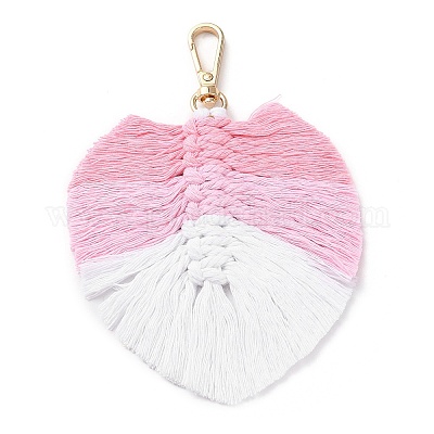 Плетеные подвески в виде листьев макраме ручной работы из хлопковой нити GLAA-K060-08KCG-05-1