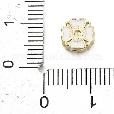 Оправы для цветочных бусин из латуни с эмалью и стразами KK-H527-01G-02-1