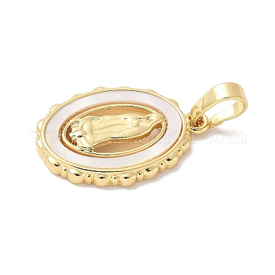 Подвески из латуни с натуральными белыми ракушками KK-S522-07B-G-1