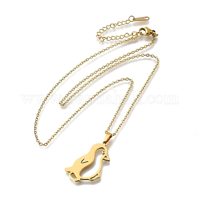 Ожерелья с подвеской в виде пингвина из нержавеющей стали 304 с лазерной резкой для женщин и мужчин NJEW-Q032-01C-G-1