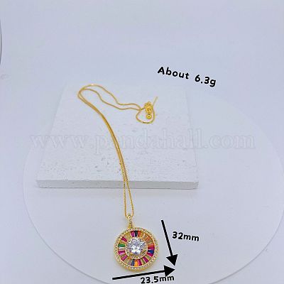 Плоские круглые латунные серьги-гвоздики с цветными кубическими цирконами и комплекты ожерелий с подвесками FS-WGB27B0-01-1