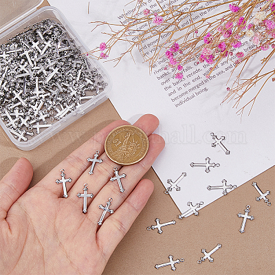200 шт. крестики-подвески из нержавеющей стали 304 STAS-DC0015-21-1