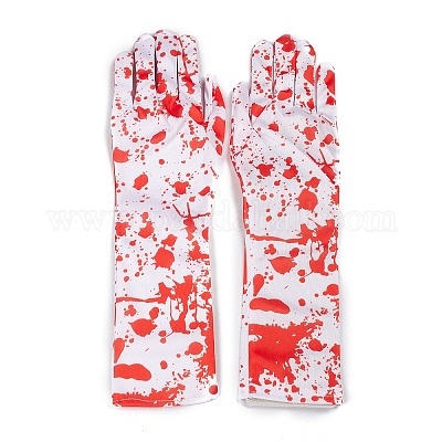 Длинные перчатки из полиэстера со скелетом и полными пальцами AJEW-A045-01C-1