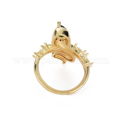 Кольцо-манжета в виде змеи с зеленым кубическим цирконием RJEW-N035-074-NF-1