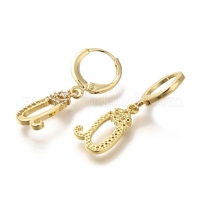 Серьги-кольца из латуни с прозрачным фианитом EJEW-M045-01U-1