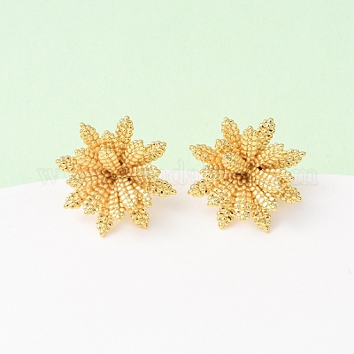 Серьги-гвоздики из латуни с цветком EJEW-D346-06G-1